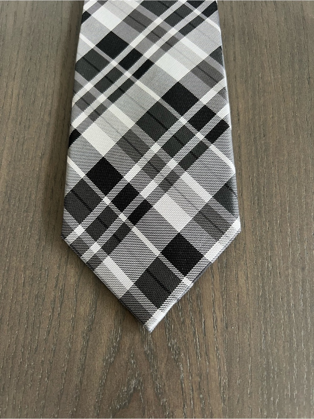 Men's Black & White Plaid Tie - Classic Pattern: 100% Silk